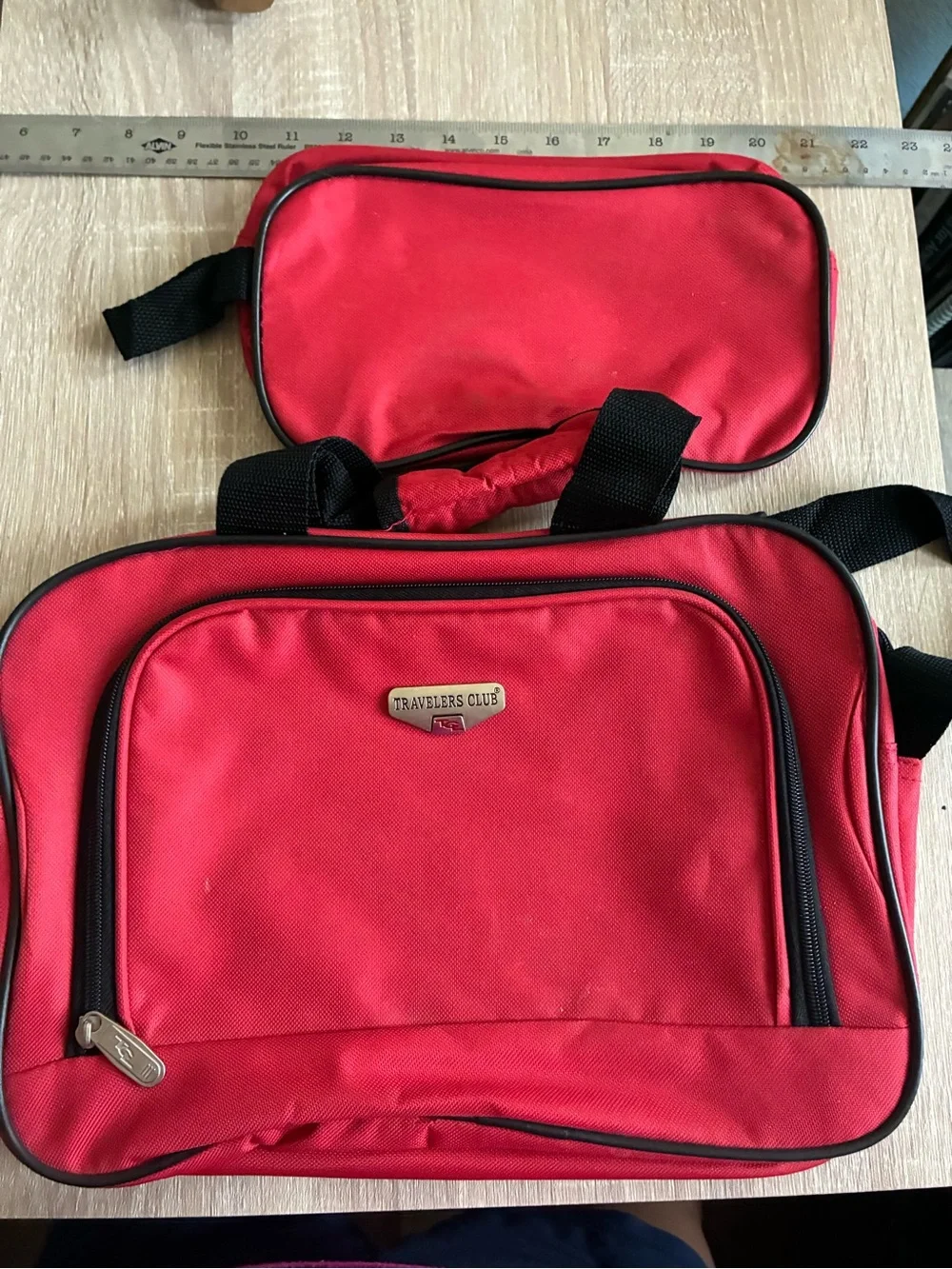 Red Men's Carry Bag with Accessory Pouch
